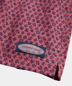 Swimwear<Vineyard Vines 5 Inch Printed Chappy Swim Trunks Flrl Micro Jetty Red