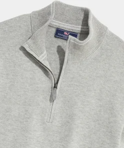 Quarter-Zips<Vineyard Vines Boathouse Tipped Quarter-Zip Light Gray Heather