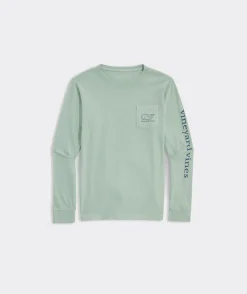 Tees<Vineyard Vines Boys' Football Whale Dot Long-Sleeve Hoodie Tee Mist Green
