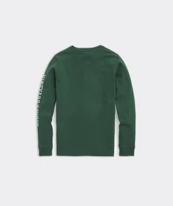 Tees<Vineyard Vines Boys' Football Whale Long-Sleeve Pocket Tee Crimson