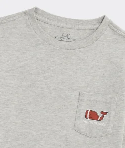 Tees<Vineyard Vines Boys' Football Whale Long-Sleeve Pocket Tee Blue Blazer