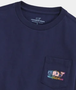Tees<Vineyard Vines Boys' Gamer Character Whale Long-Sleeve Pocket Tee Nautical Navy