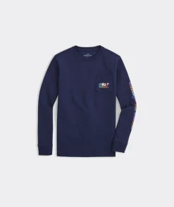Tees<Vineyard Vines Boys' Gamer Character Whale Long-Sleeve Pocket Tee Nautical Navy