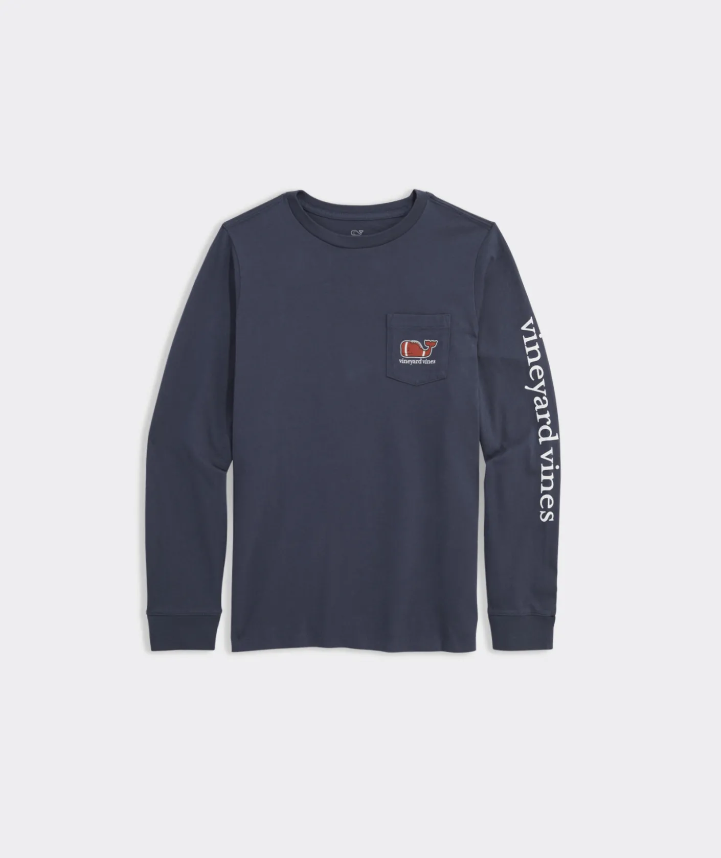 Tees<Vineyard Vines Boys' Heathered Two-Toned Whale Long-Sleeve Pocket Tee Blue Blazer Hthr