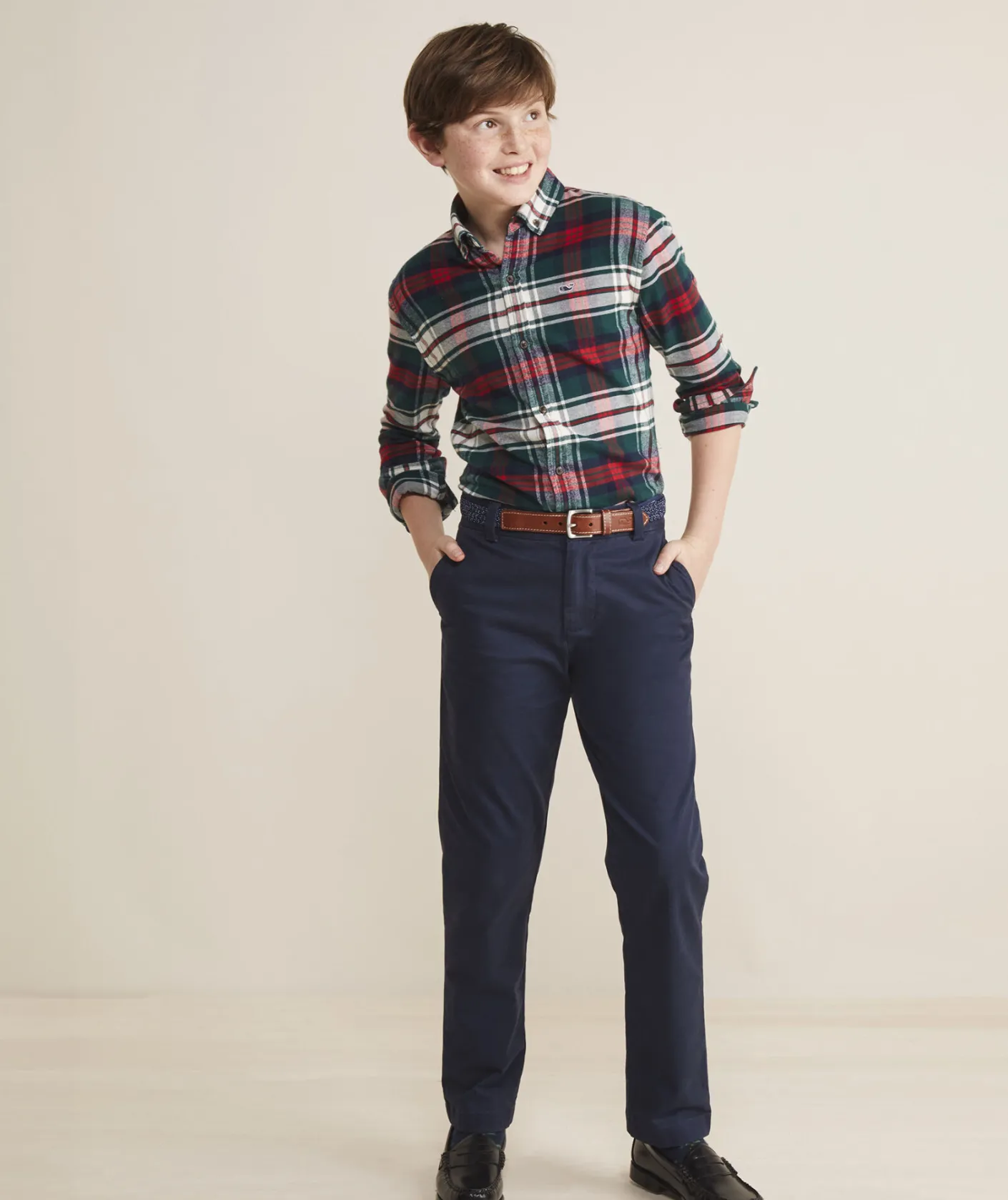 Button-Down Shirts<Vineyard Vines Boys' Stretch Flannel Tartan Shirt Red Velvet 2