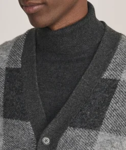 Sweaters<Vineyard Vines Buffalo Check V-Neck Cardigan Charcoal Heather