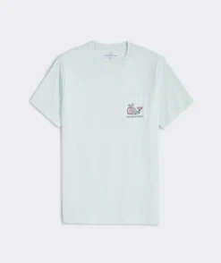 Tees<Vineyard Vines Bunny Suit Whale Short-Sleeve Pocket Tee Bleached Aqua
