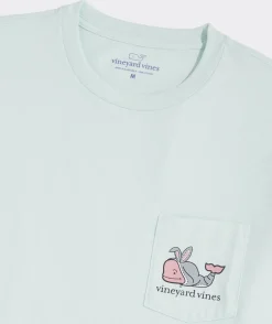 Tees<Vineyard Vines Bunny Suit Whale Short-Sleeve Pocket Tee Bleached Aqua