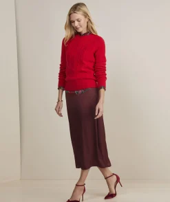 Sweaters<Vineyard Vines Cashmere Classic Cable Crewneck Sweater Crimson
