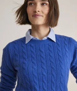Sweaters<Vineyard Vines Cashmere Classic Cable Crewneck Sweater Hull Blue