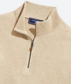 Quarter-Zips<Vineyard Vines Cashmere Fisherman Rib Quarter-Zip Sweater Oatmeal Heather