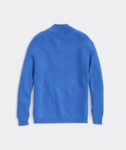 Quarter-Zips<Vineyard Vines Cashmere Fisherman Rib Quarter-Zip Sweater Hull Blue