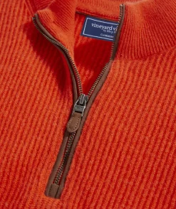 Quarter-Zips<Vineyard Vines Cashmere Fisherman Rib Quarter-Zip Sweater Cocktail Sauce