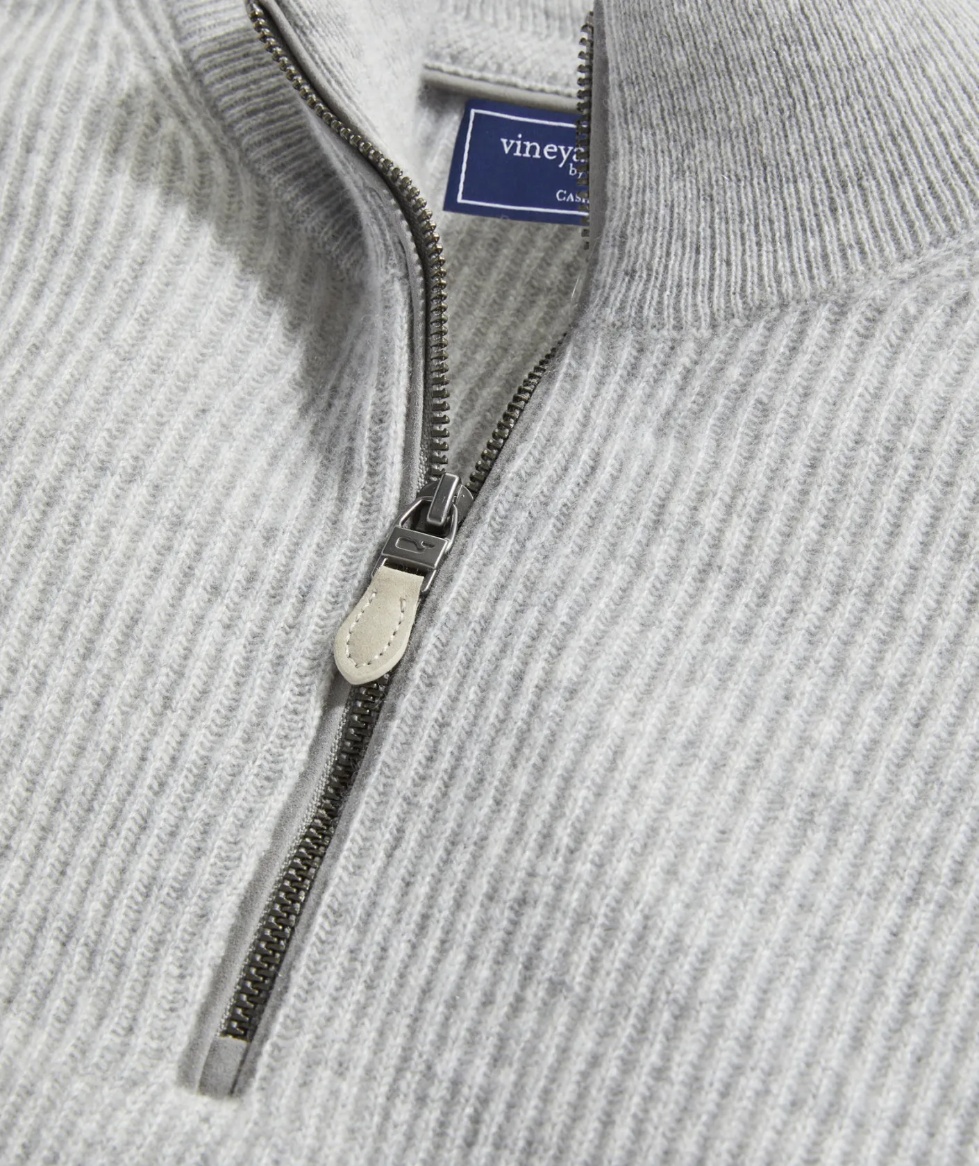 Quarter-Zips<Vineyard Vines Cashmere Fisherman Rib Quarter-Zip Sweater Light Gray Heather