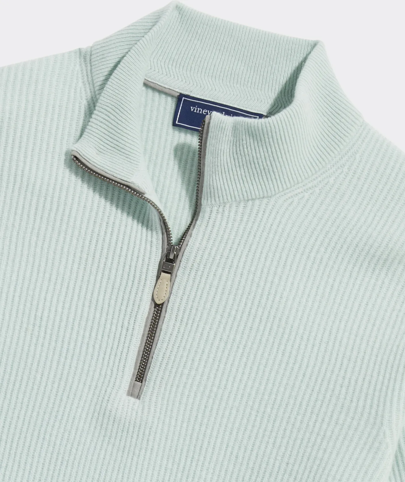 Quarter-Zips<Vineyard Vines Cashmere Fisherman Rib Quarter-Zip Sweater Bleached Aqua