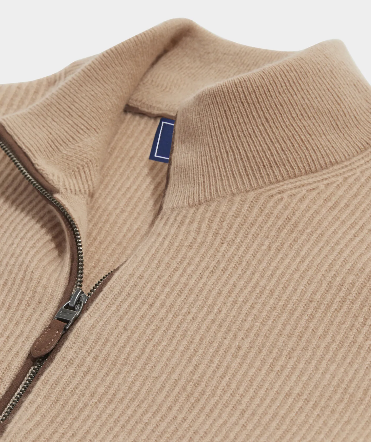 Quarter-Zips<Vineyard Vines Cashmere Fisherman Rib Quarter-Zip Sweater Camel