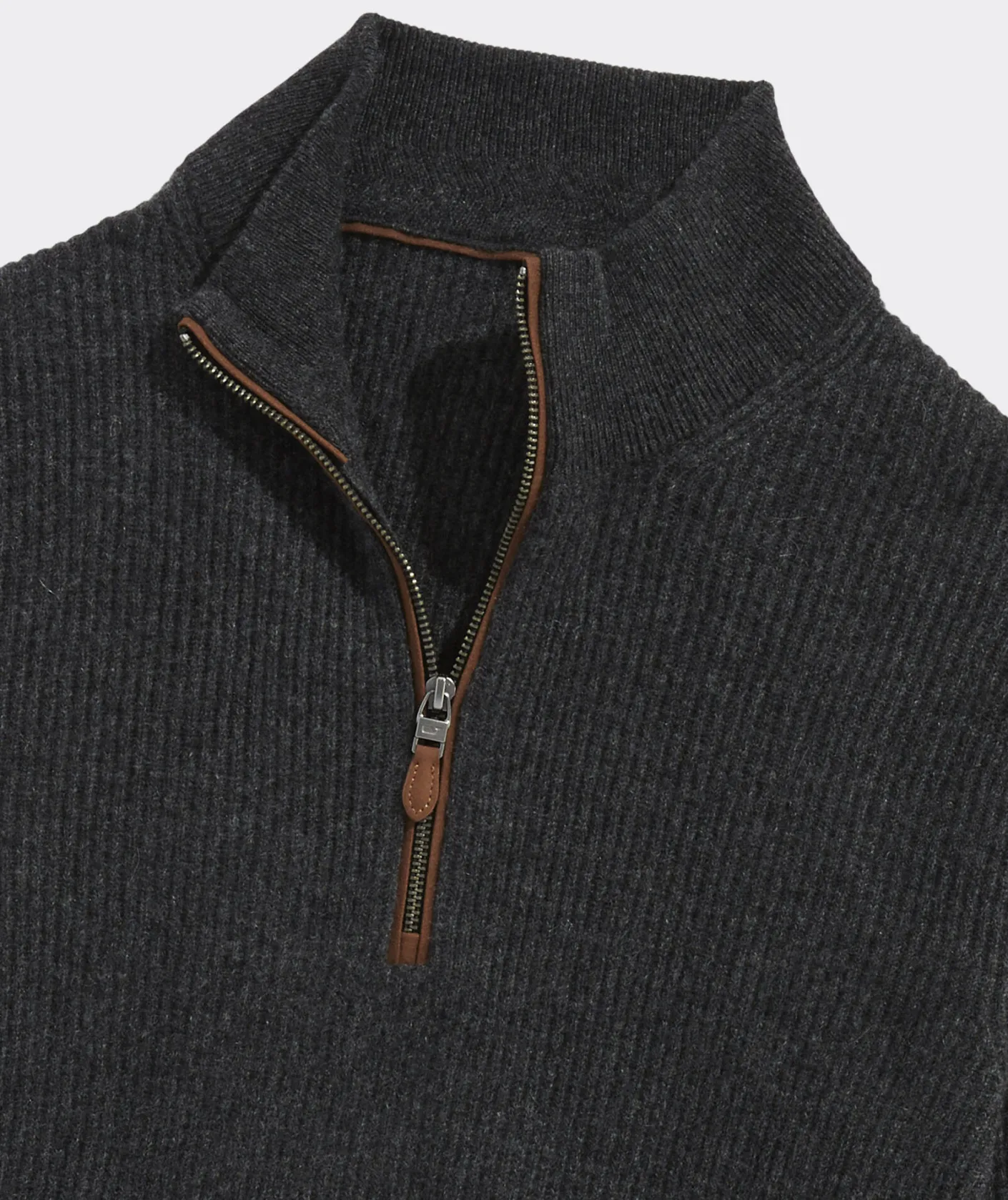 Quarter-Zips<Vineyard Vines Cashmere Fisherman Rib Quarter-Zip Sweater Charcoal Heather