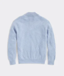 Quarter-Zips<Vineyard Vines Cashmere Fisherman Rib Quarter-Zip Sweater Jake Blue Heather