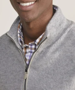 Sweaters<Vineyard Vines Cashmere Fisherman Rib Quarter-Zip Sweater Light Gray Heather