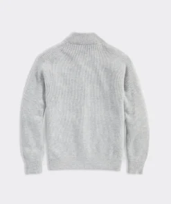 Sweaters<Vineyard Vines Cashmere Fisherman Rib Quarter-Zip Sweater Light Gray Heather