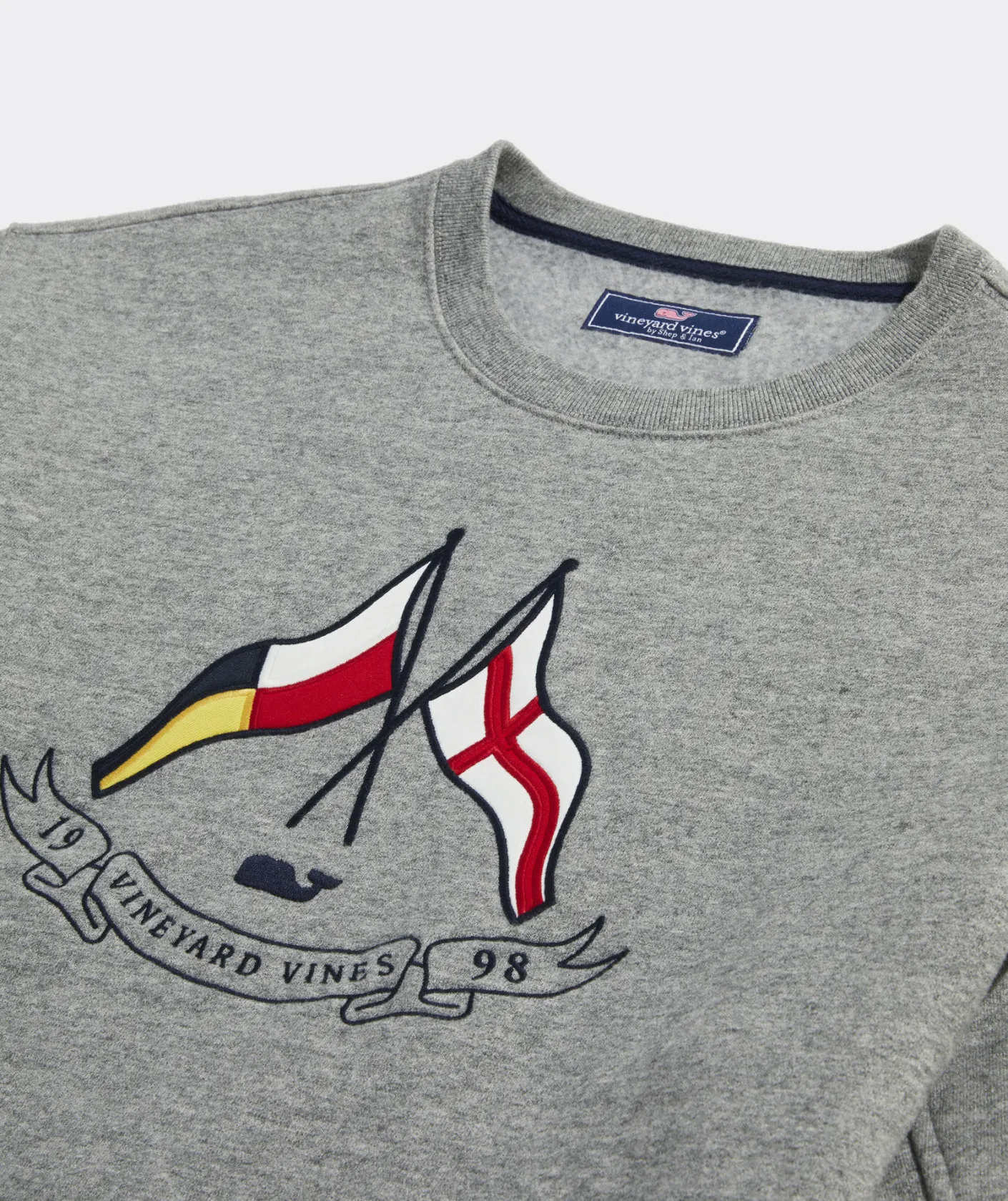 Sweatpants & Sweatshirts<Vineyard Vines Clean Fleece Embroidered Crewneck Grey Heather