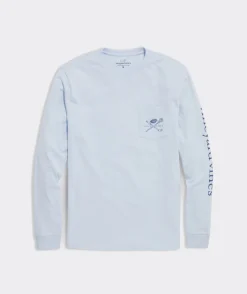 Tees<Vineyard Vines Cool Sports Fans Long-Sleeve Pocket Tee Ice Water