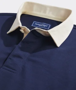 Polos<Vineyard Vines Cotton Rugby Shirt Nautical Navy