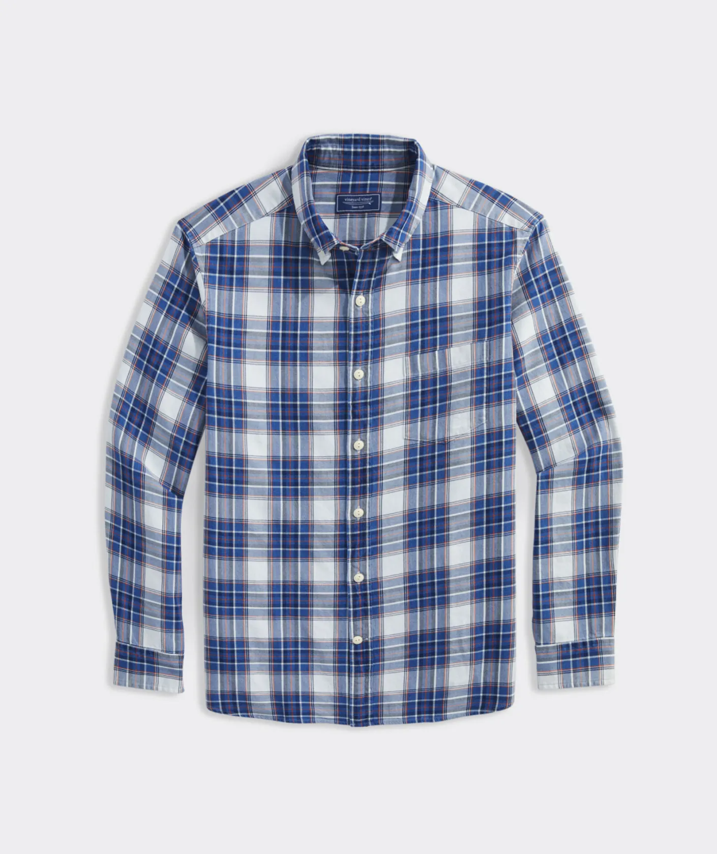 Button-Down Shirts<Vineyard Vines Cotton Twill Indigo Plaid Shirt Pld Marshmallow