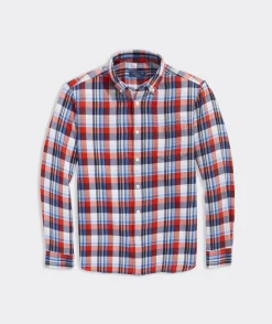 Button-Down Shirts<Vineyard Vines Cotton Twill Plaid Shirt Pld Cocktail Sauce