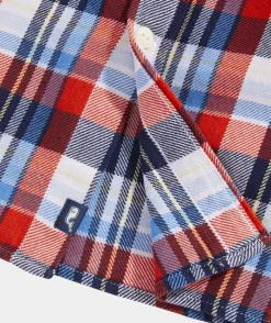 Button-Down Shirts<Vineyard Vines Cotton Twill Plaid Shirt Pld Cocktail Sauce