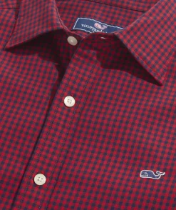 Button-Down Shirts<Vineyard Vines Cotton Twill Spread Collar Gingham Shirt Red Velvet