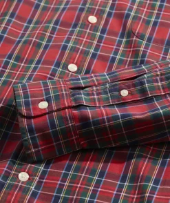 Button-Down Shirts<Vineyard Vines Cotton Twill Tartan Shirt Red Velvet 2