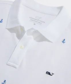 Polos<Vineyard Vines Embroidered Heritage Pique Polo Anchr Embrd Wht Cap