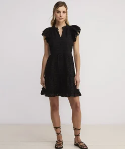 Dresses & Skirts<Vineyard Vines Eyelet Tiered Ruffle Dress Jet Black