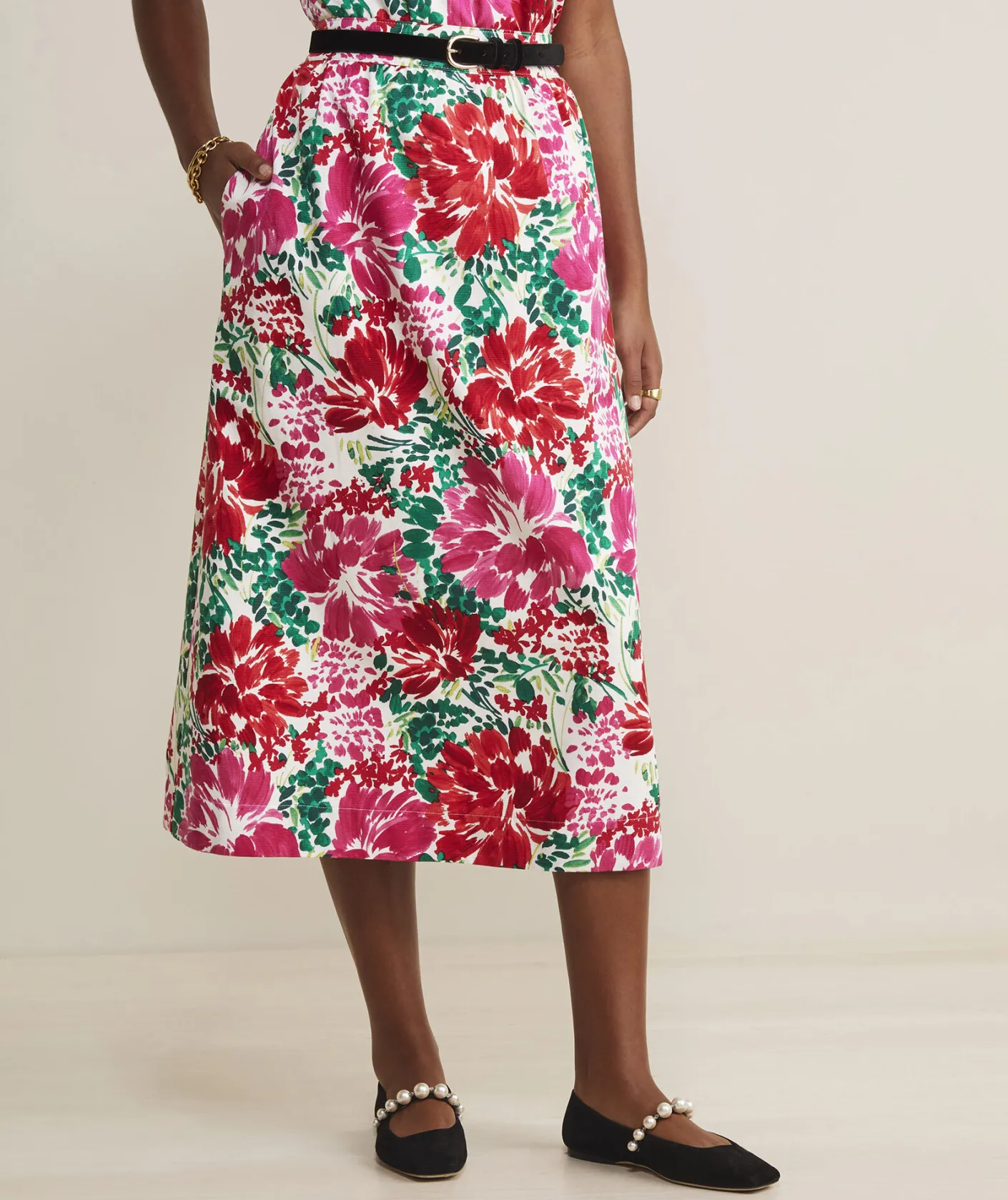 Dresses & Skirts<Vineyard Vines Faille Midi Skirt Brush Floral - Marsh