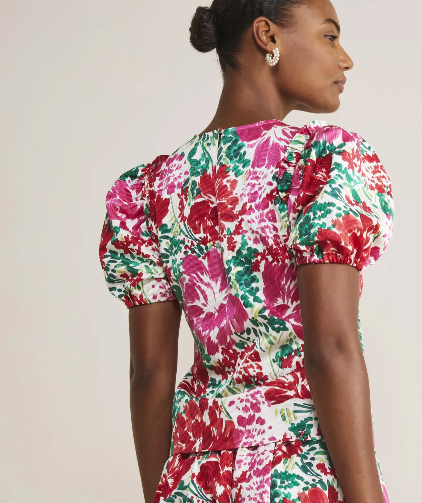Shirts & Tops<Vineyard Vines Fenwick Floral Puff-Sleeve Top F.Floral - Crimson