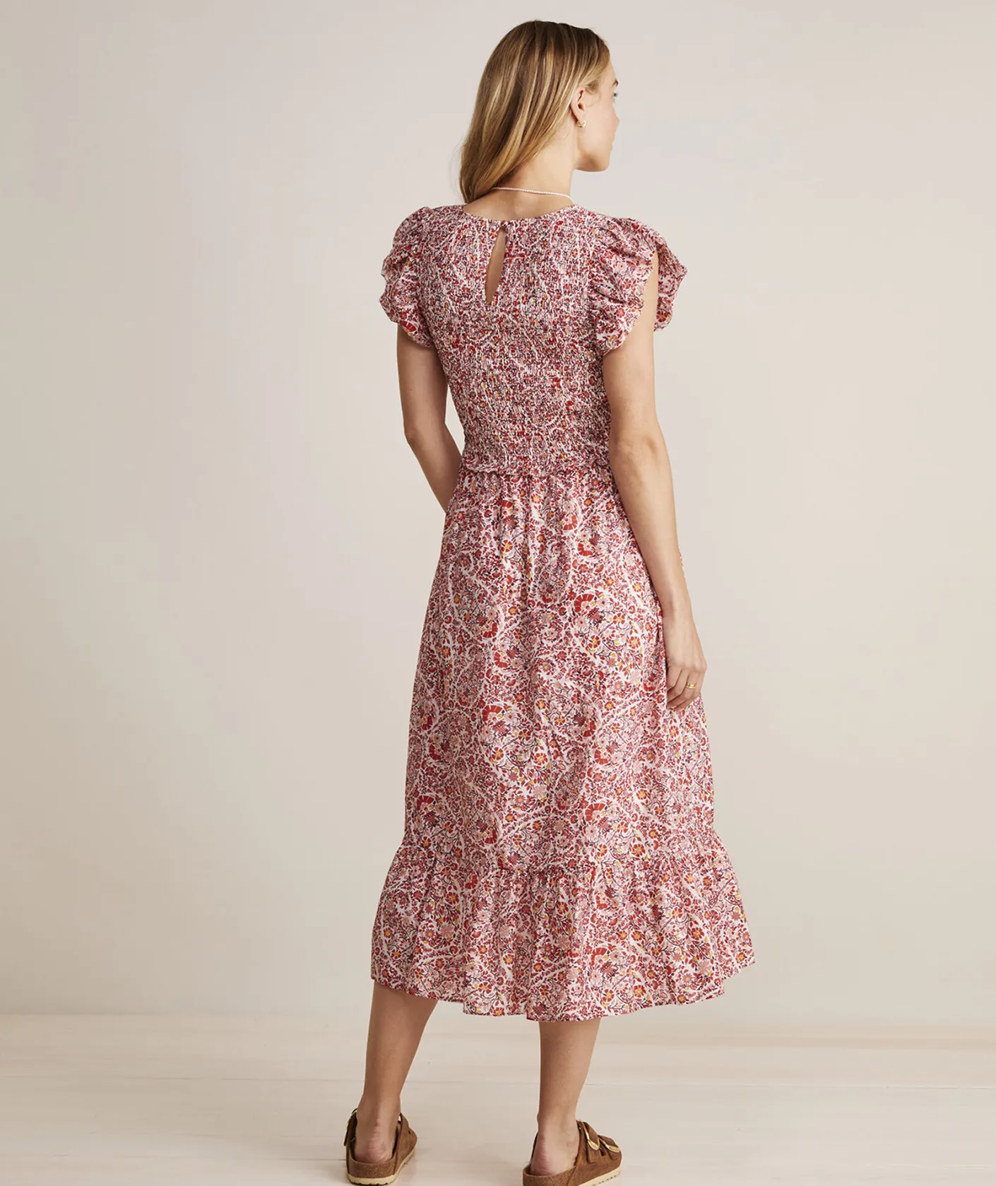Dresses & Skirts<Vineyard Vines Fenwick Paisley Smocked Midi Dress Paisley -Marshmallow