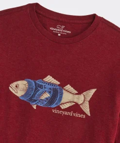 Tees<Vineyard Vines Fish In Sweater Long-Sleeve Tee Sangria Heather