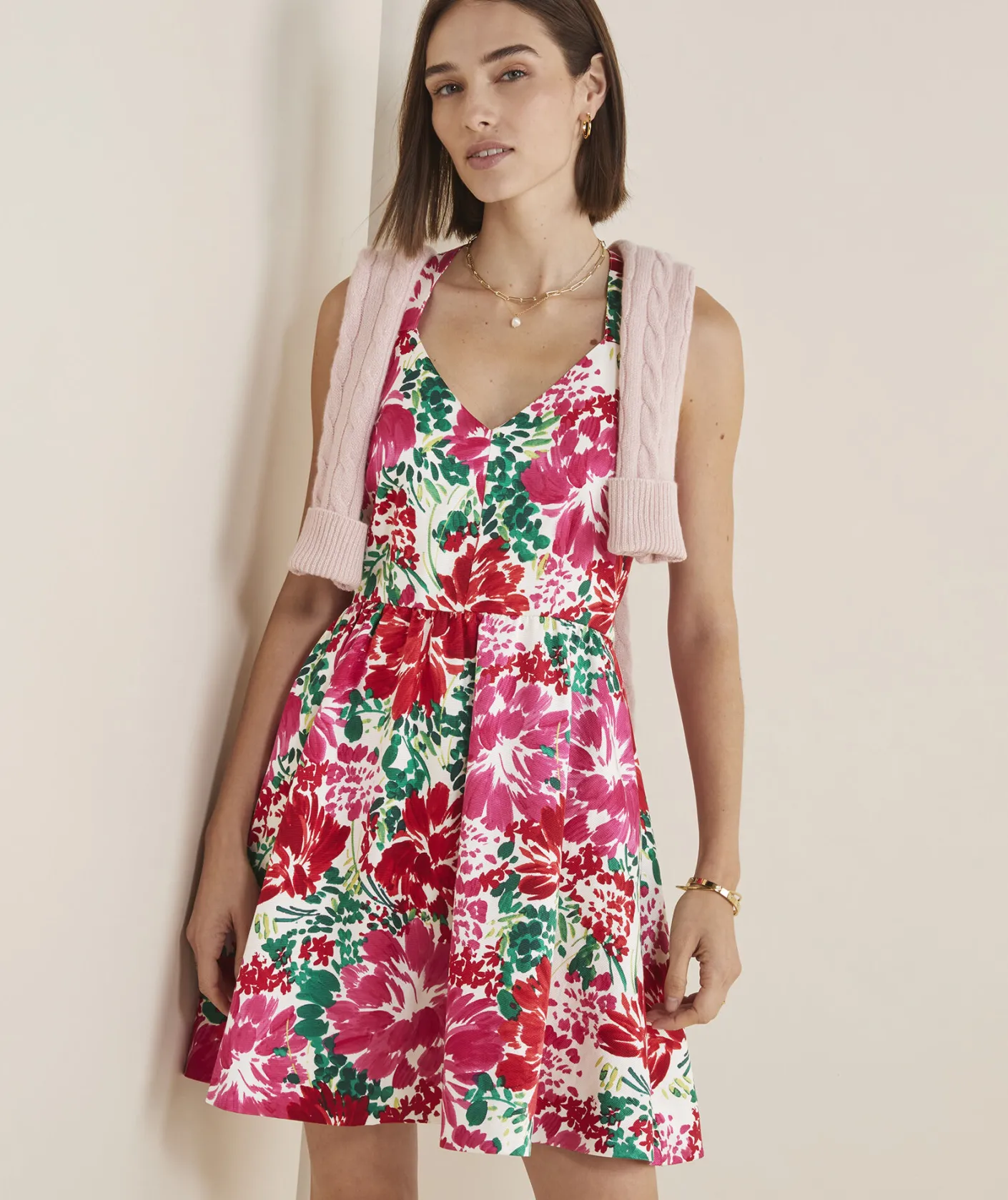 Dresses & Skirts<Vineyard Vines Fit & Flare Mini Dress Brush Floral - Marsh