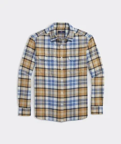 Button-Down Shirts<Vineyard Vines Flannel Plaid Herringbone Workshirt Toasted Almond