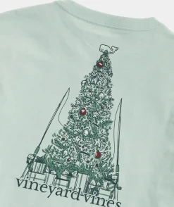 Tees<Vineyard Vines Fly Christmas Tree Long-Sleeve Tee Mist Green