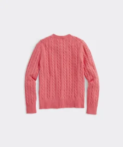 Sweaters<Vineyard Vines Girls' Classic Cable Cardigan Lagoon