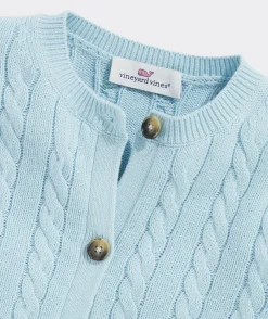 Sweaters<Vineyard Vines Girls' Classic Cable Cardigan Light Gray Heather