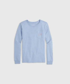 Tops, Tees & Polos<Vineyard Vines Girls' First Down the Slopes Long-Sleeve Pocket Tee Mist Green