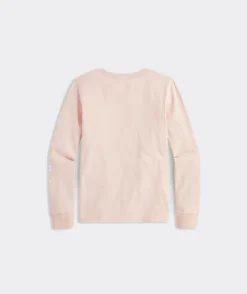 Tops, Tees & Polos<Vineyard Vines Girls' Glitter Whale You Be Mine Long-Sleeve Tee Strawberry Cream