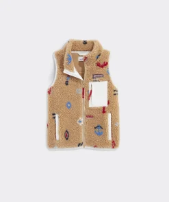 Jackets, Blazers & Vests<Vineyard Vines Girls' Oversized Metallic Puffer Vest Porcelain Blue
