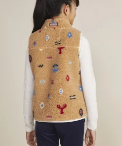 Jackets, Blazers & Vests<Vineyard Vines Girls' Oversized Metallic Puffer Vest Porcelain Blue