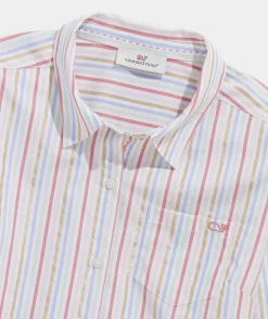 Tops, Tees & Polos<Vineyard Vines Girls' Soft Twill Ruffle Top Royal Stewart- Marsh