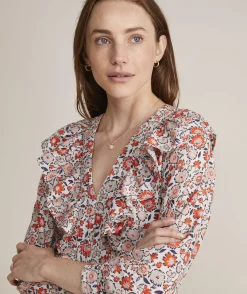 Dresses & Skirts<Vineyard Vines Ivy League Floral Ruffle Dress Floral Multi - Stone