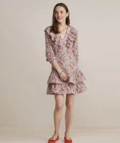 Dresses & Skirts<Vineyard Vines Ivy League Floral Ruffle Dress Floral Multi - Stone